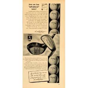  1948 Ad Walter Hagen Haig Golf Club Woods Irons Balls 
