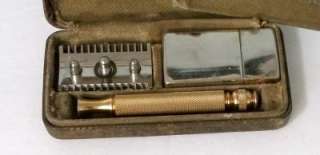   Antique WW1 Military Gillette Safety Razor Khaki Set ~ Ser # G962641