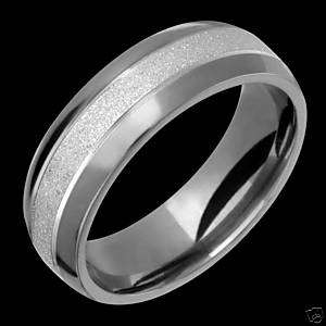 Mens Titanium & 14k White Gold Inlay Wedding Band Ring  