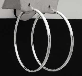 Bold Plain Hoop Earrings 925 Sterling Silver 2.25  