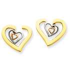   14k Tri Color Rose, Yellow & White Gold Puffy Heart Wire Earrings 1.3g