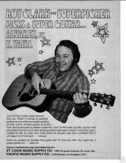 1974 SUPER PICKER ROY CLARK IN A ALVAREZ YAIRI GUITAR AD  
