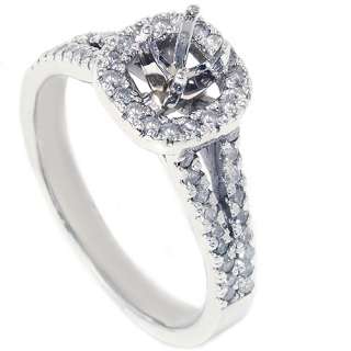 50CT Diamond Halo Ring Engagement Setting Semi Mount White Gold 