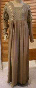 Khaki Long Gown Abaya Hijab Kaftan Dress pleated  