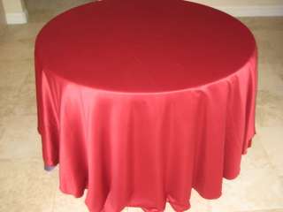 APPLE RED SATIN 120 IN ROUND TABLECLOTHS WEDDING  