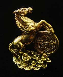 Lucky Charm Thai Amulet Miniature Horse in brass figure  