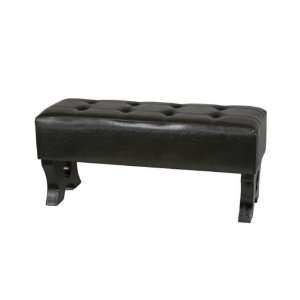  Faux Leather Rectangle Bench (Black) (18.5H x 44W x 16D 