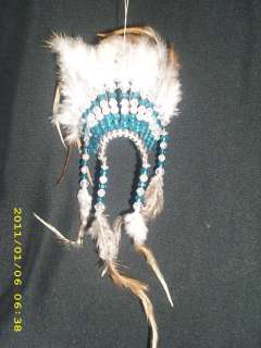 MINIATURE AMERICAN INDIAN HEADDRESS WITH NATURAL FEATHERS  