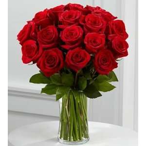18 Long Stem Red Roses   Vase Included  Grocery & Gourmet 