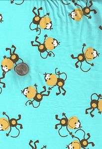 Jumping MONKEYS on Blue Monkey Novelty Quilt Fabric FQ FQs  