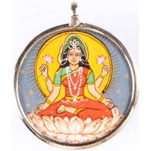  Goddess Lakshmi Pendant   Sterling Silver 