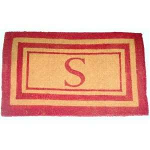 Imperial Triple Red Border Monogram Golden Novelty Doormat Size 30 x 