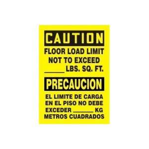  FLOOR LOAD LIMIT NOT TO EXCEED ___ LBS. SQ. FT. (BILINGUAL 