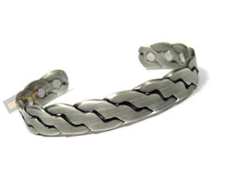 Mens Magnetic Copper bangle bracelet 2 size pewter silver color 6 