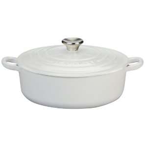 Le Creuset Enameled Cast Iron 6 3/4 Quart Wide French Oven, White