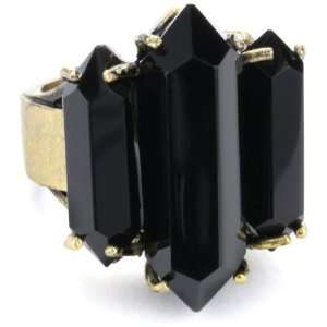 Low Luv by Erin Wasson Wide 14k Plated Black Crystal Cocktail Ring 