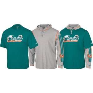  Miami Dolphins Reebok Hoodie Tee Shirt 3 in 1 Combo 