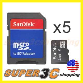 Lot of 5 Sandisk 4GB 4G Micro SDHC SD HC Memory Card  