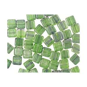  Czech Glass Dual Coated Blueberry/Green Tea Square 6mm 