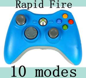 NEW 10 MODE BLUE XBOX 360 DUAL RAPID FIRE MODDED CONTROLLER FOR BLACK 