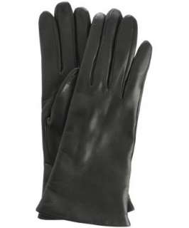 Portolano black leather cashmere lined gloves  