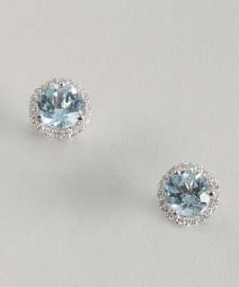 Armadani aquamarine and diamond halo 6.5mm martini stud earrings 