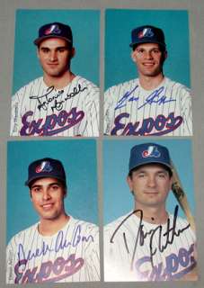 Lot Of 4 Montreal Expos Signed MLB Baseball Postcards  