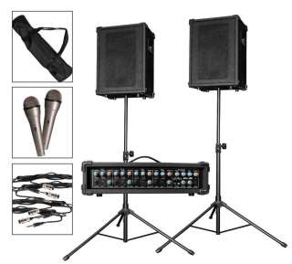   PROFESSIONAL QUALITY PA SOUND SYSTEM w/ SPEAKERS MICS & STANDS  