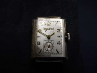 Vintage Bulova Mens Rectangular 21 Jewel Wrist Watch  