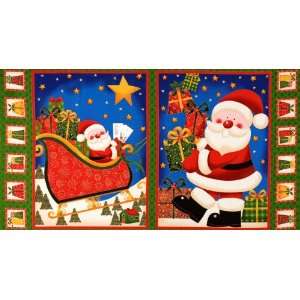   Christmas Santa Panel Multi Fabric By The Panel: Arts, Crafts & Sewing