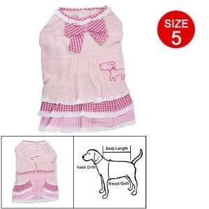   Dog Pet Size 5 White Lace Hem Tiered Pink Fleece Dress
