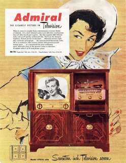ADMIRAL TV   TELEVISION   RADIO   PHONOGRAPH AD   1951  