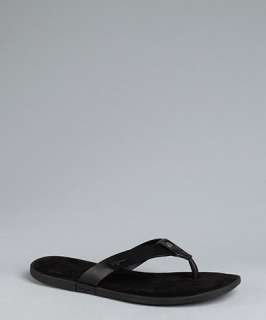 Salvatore Ferragamo black leather Dorval thong sandals