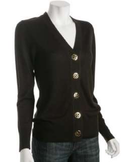 Tory Burch coconut brown wool v neck Simone cardigan   up to 