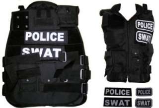   Tactical Entry Assault Vest w/ Velcro Patches + Pouches BLACK  