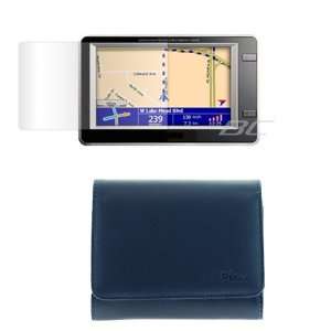  Blue Leather Pouch Cover Case + LCD Screen Protector for Magellan 