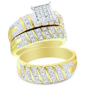  Mens and Ladies Couple His & Hers Trio 3 Three Ring Bridal Matching 