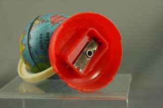   STERLING Metal & Plastic Tin Litho Toy Globe Pencil Sharpener  