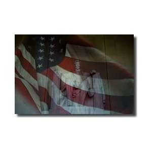  Lincoln Memorial Statue American Flag Giclee Print