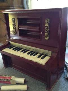 Rare J CHEIN PIANO LODEON w Music Rolls Player Piano  