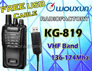 Wouxun KG 819 VHF 136 174 Mhz radio + FREE USB program cable software 