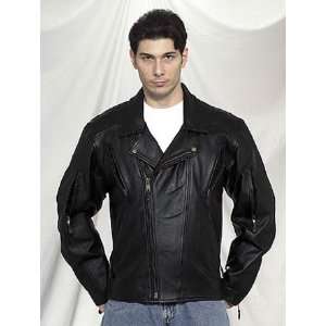 Mens Genuine Soft Leather Motorcycle Jacket W/Airvents On Front , Back 