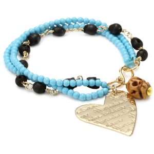   and Resined Heart with Turquoise Beaded Multi Strand Bracelet Jewelry