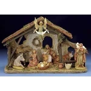 com 7 Piece Fontanini Nativity Scene with lighted stable   5 Pieces 