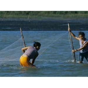 Women Trapping Fish with Nets, Parque Nacional Dos Lencois Maranhenses 