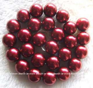 14mm Red Wine Shell Round Beads 15.5  