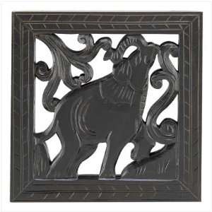   Carved Wood Wooden Wall Plaque Hanging Elephant Decor: Home & Kitchen