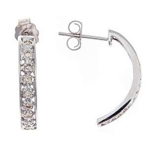  14k White Gold Pave Diamond Earrings Studs (0.26 Cttw, SI 