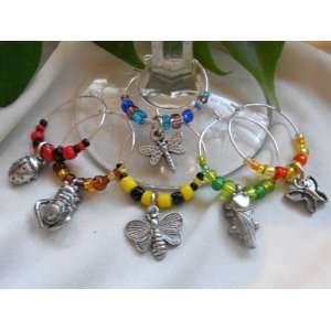   Bee Dragonfly Butterfly Cricket Wine Glass Charms Gift Idea FREE Ship