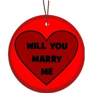  Knight Will you Marry Me Red Heart Design Glass Round Christmas Tree 